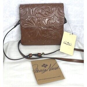 Patricia Nash Balluri Tooled Genuine Leather Florence Crossbody w/Dust Cover NEW